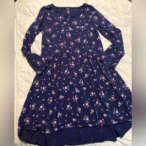 Tea Collection Girls Navy Floral Long Sleeve Dress 14